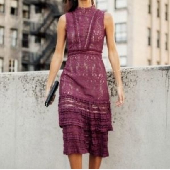 bohme Dresses & Skirts - NWOT Bohme Sleeveless Lace Midi Dress In Burgundy Women’s Sz Small Wedding Guest